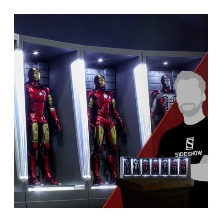 Set de 7 Armaduras de Iron Man Miniaturas con Hall of Armor led Exclusivas SDCC Hot Toys-JuguetesMeteorito-Set de 7 Armaduras de